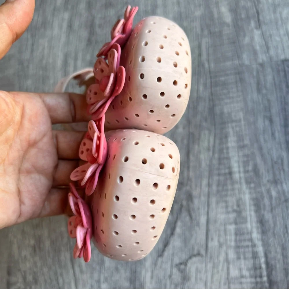 Mini Melissa Girl Jelly Pink Mary Jane Shoes Size 10 Flowers Floral